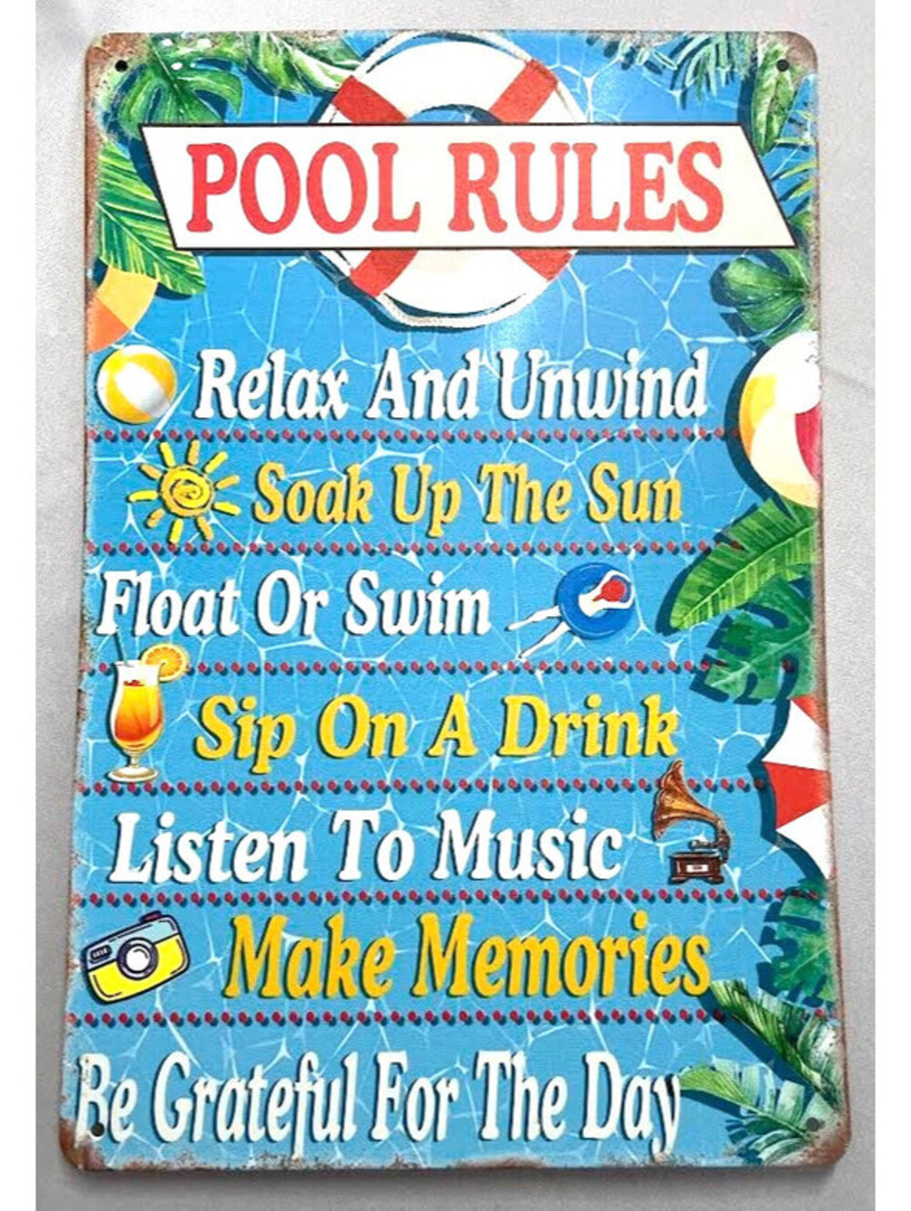 Pool Rules Tin Sign *NEW* 12" x 8" Fun Wall Decor For Pool or Patio Area
